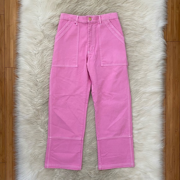 Big Bud Press Carpenter Jeans Bubblegum Pink Non-Stretch Denim Straight Leg - Picture 2 of 14